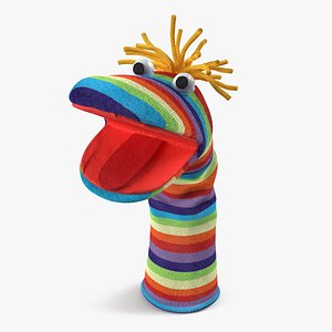 Character Hand Puppet Striped Boy Surprised Pose 3D model
