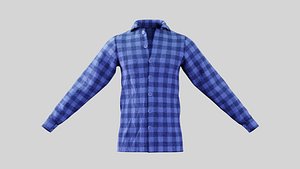 3D Male Shirt 01 Light Blue  Fannel Checkered