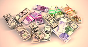 euros dollars 3D model