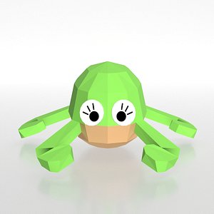 3D Frog Catoon character low poly style