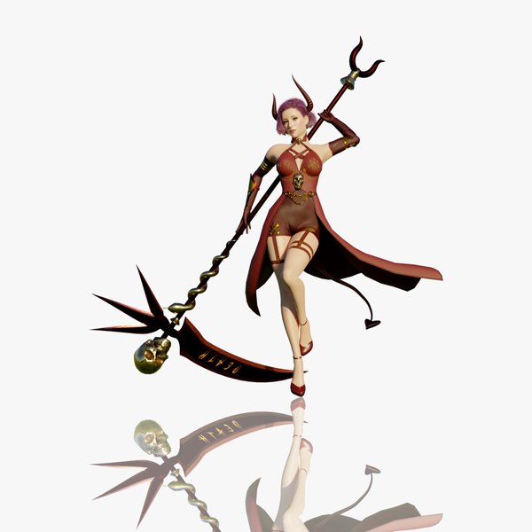 Female Scythe Demon - 3D game ready character 3D model