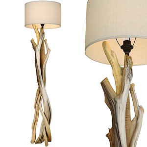3D Floor Lamp Torcher made of natural wood branches driftwood 3D model