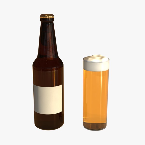 3D 현실적인 맥주 병 및 유리 세트 PBR 3D 모델 - TurboSquid 1752285