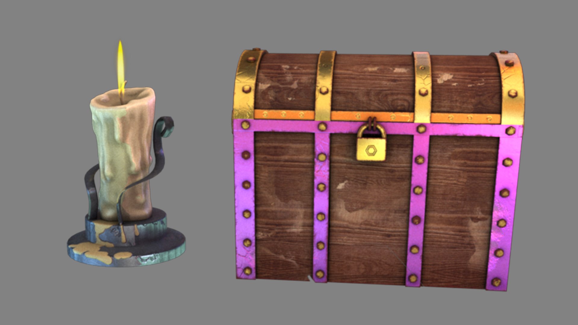 Candle And Chest 3D Model - TurboSquid 1756605