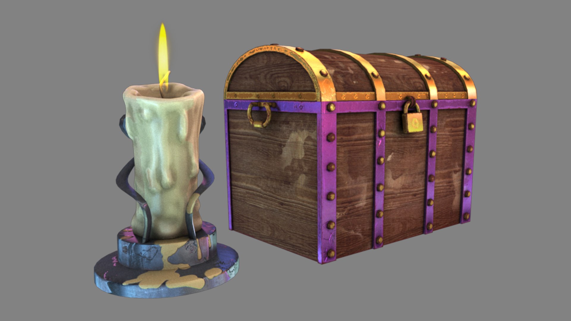 Candle And Chest 3D Model - TurboSquid 1756605