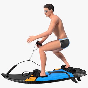 Motorised Surfboard Blue With Man in Swimwear