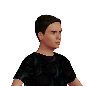 3D white teenage male tee