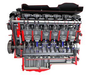 Cutaway Animated V12 Engine