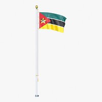 Mozambique Flag Stand Pole Animated Loop