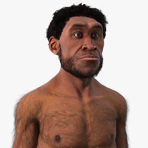3D Homo Erectus with Spear Fur