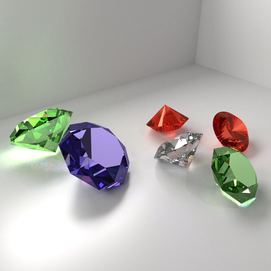 3D diamonds - blue green model - TurboSquid 1605446