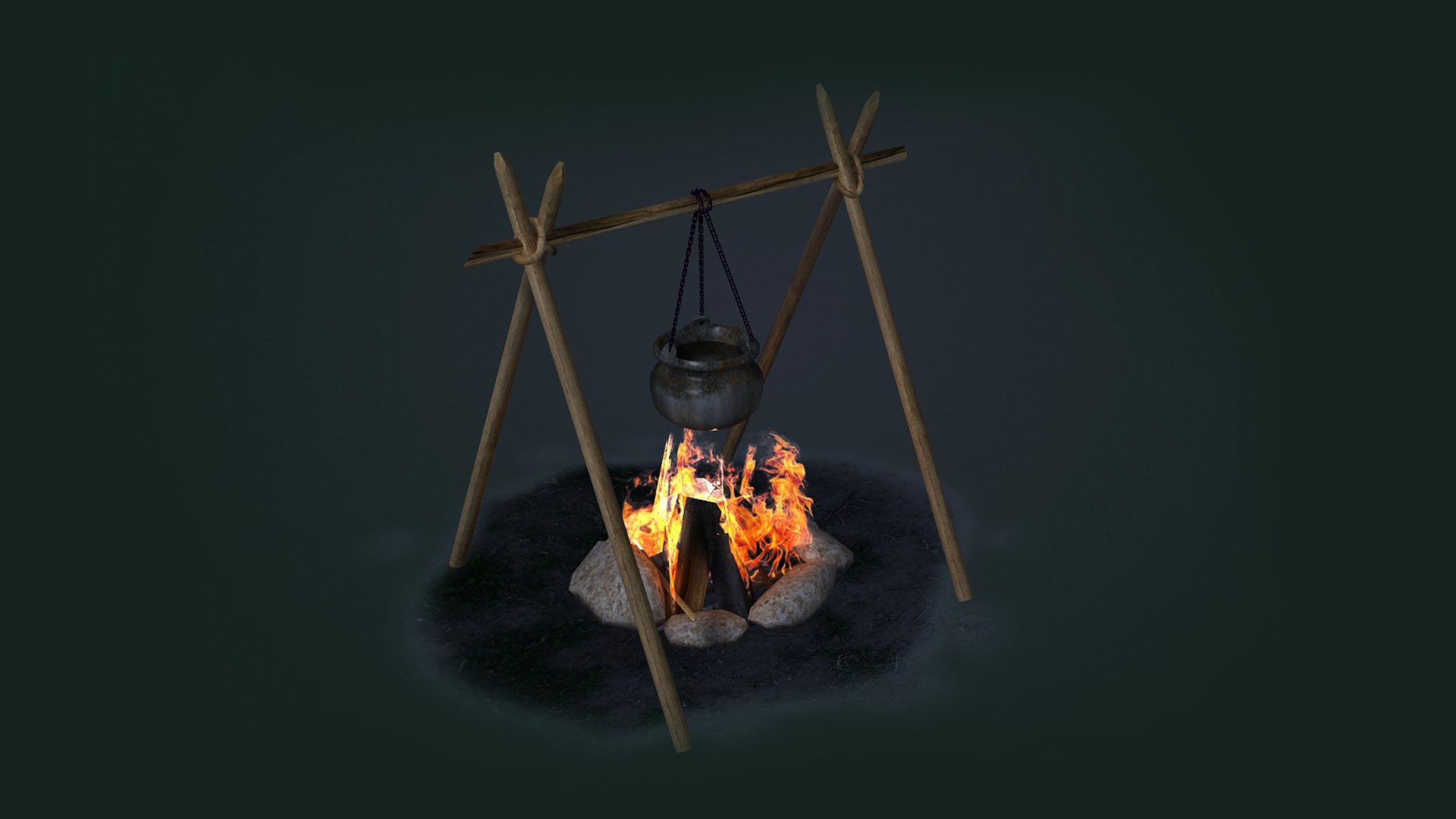 Camp Fire Game Wood Settlement Prop Bonfire Fireplace Firewood 3D Model -  TurboSquid 1896168