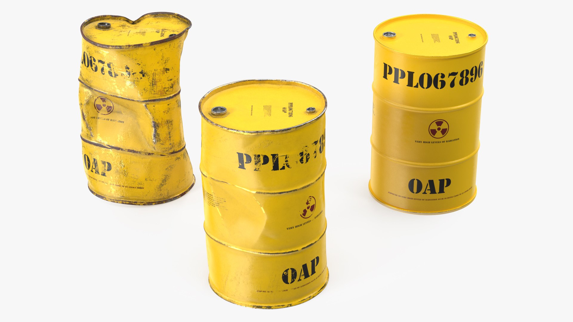 Radioactive Waste Barrels Set 3D model preview
