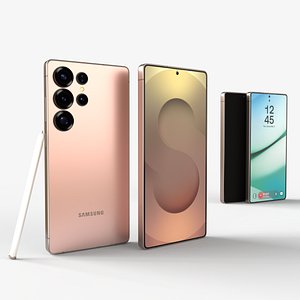 3D Pinkgold Samsung Galaxy S25 Ultra with pen