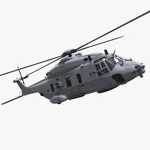 3D model NH90 Naval Utility Helicopter Light Grey with Interior Rigged