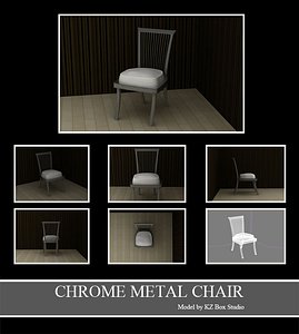 3d chrome metal chair model