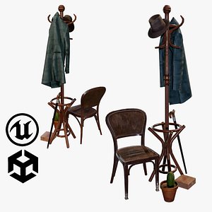 3D Hanger chair jacket box cactus hat 3d model for unity 3D model model