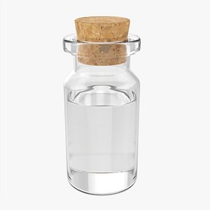 Small glass bottle with cork 3D model