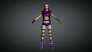 3D Cyber Punk Female Character 15 model