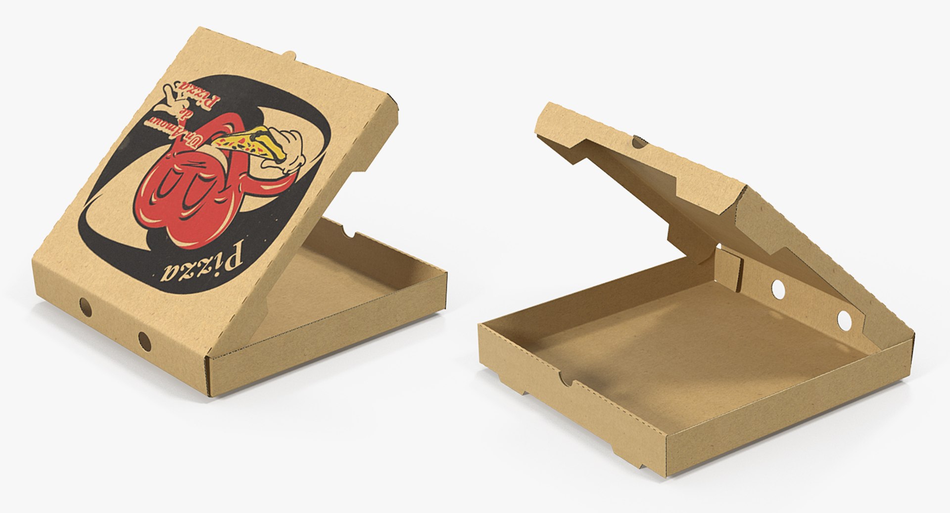 3D Open Pizza Box with Handle - TurboSquid 2086149