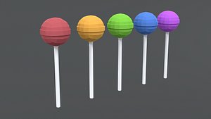 Low Poly Cartoon Lollipops model