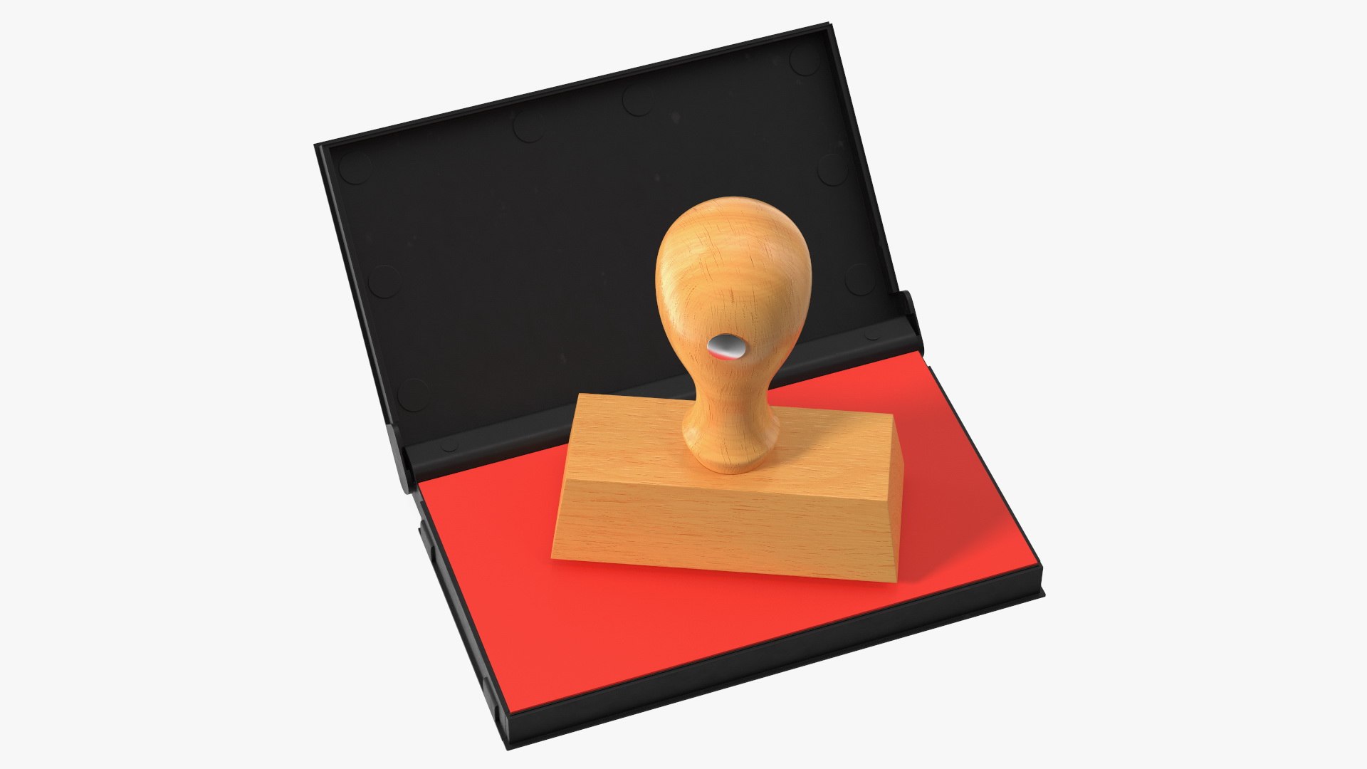 Stamp with Wood Handle and Inkpad Hacked 3D model preview