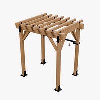 Braced Timber Pergola with Supported Rail and Four Curved Hooks