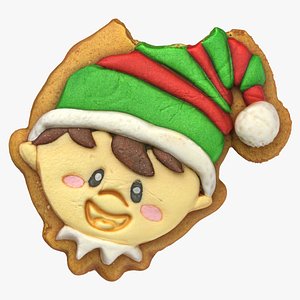 3D model Elf Gingerbread Cookie 01 Bitten