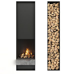 firewood fireplace 3D model