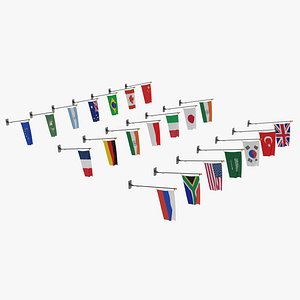3D Wall Flag G20 Countries T2