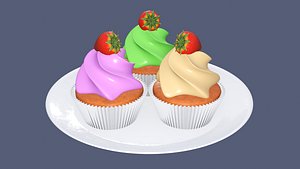 Plate with Strawberry Cream Cupcakes collection