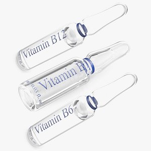 3D vitamin b group ampoules model