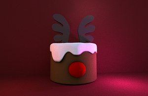 Cartoon Christmas Reindeer Cake