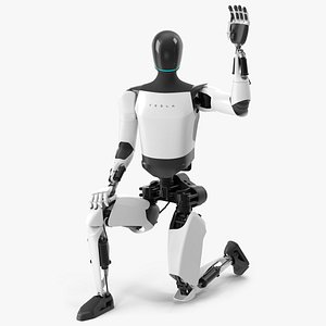 Tesla Optimus Gen 2 Humanoid Robot White Rigged for Maya