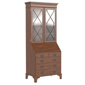 3D model Georgian Bureau Bookcase Period Mahogany Antique 1800