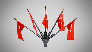 Wall Mount Flags 5 Of Turkey 3D model