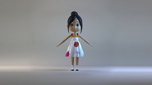 Toon sister student  Cartoon Girl  Beauty  sister kid high school 3D model