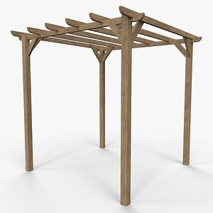 PBR Wooden Pergola Gazebo A4 3D model