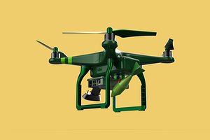 3D MILITARY UAV DRONE QUADCOPTER MISSILE TORPEDO AIR BOMB COMBAT model