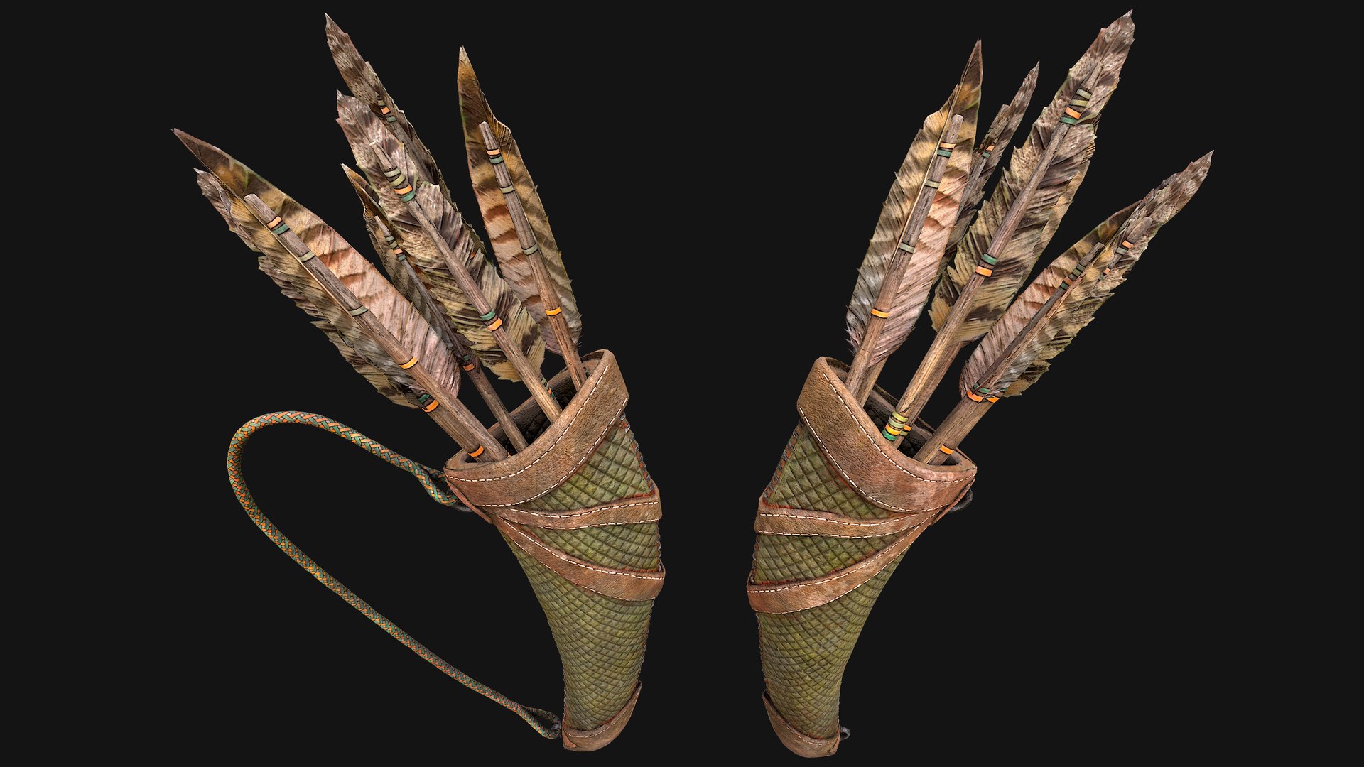 Arrow Quiver Medieval Weapons Bow Crossbow Ammunition 3D model https://p.turbosquid.com/ts-thumb/gt/cWzLU9/2U/quivergreenimg24/png/1758099817/1920x1080/fit_q87/6597bc16601260195bce6efdee53e41c05973bfb/quivergreenimg24.jpg
