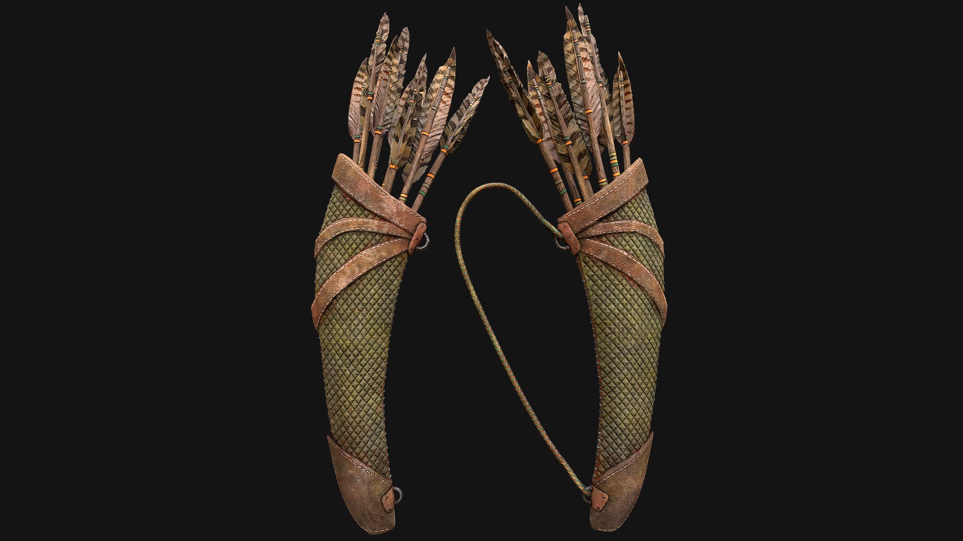 Arrow Quiver Medieval Weapons Bow Crossbow Ammunition 3D model https://p.turbosquid.com/ts-thumb/gt/cWzLU9/dl/quivergreenimg25/png/1758099819/1920x1080/fit_q87/a962c22882ec8863acadc226a49fcbd0f7acc1ee/quivergreenimg25.jpg