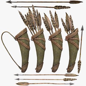 Arrow Quiver Medieval Weapons Bow Crossbow Ammunition 3D model