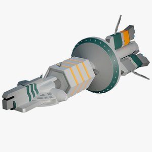 Lowpoly Cartoon Command Capital Spaceship 08 Rigged PBR