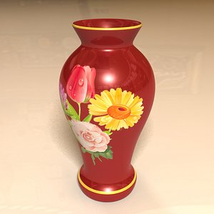 3d decorative red vase