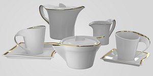 White and Gold Ceramic Set