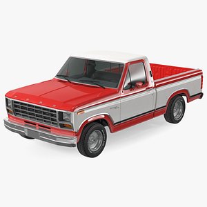 Ford F Series 1980 Pickup Red Simple Interior 3D model