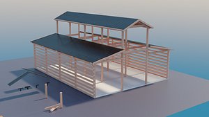 Timber Post Barn Kit 3D model