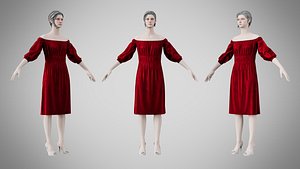 Dress 16 Crimson Velvet 3D model