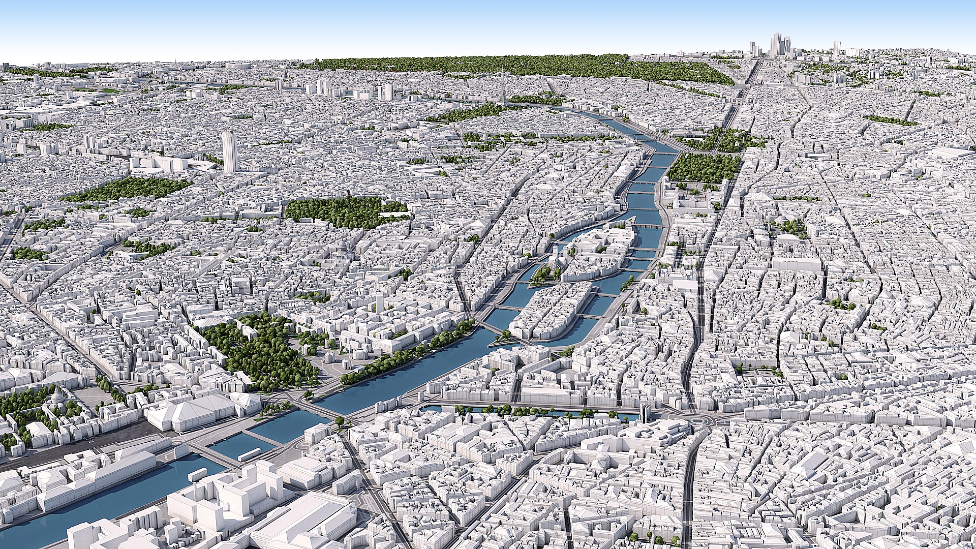 3ds Max Paris Cityscape