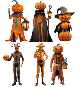 Halloween pumpkin monsters 3D